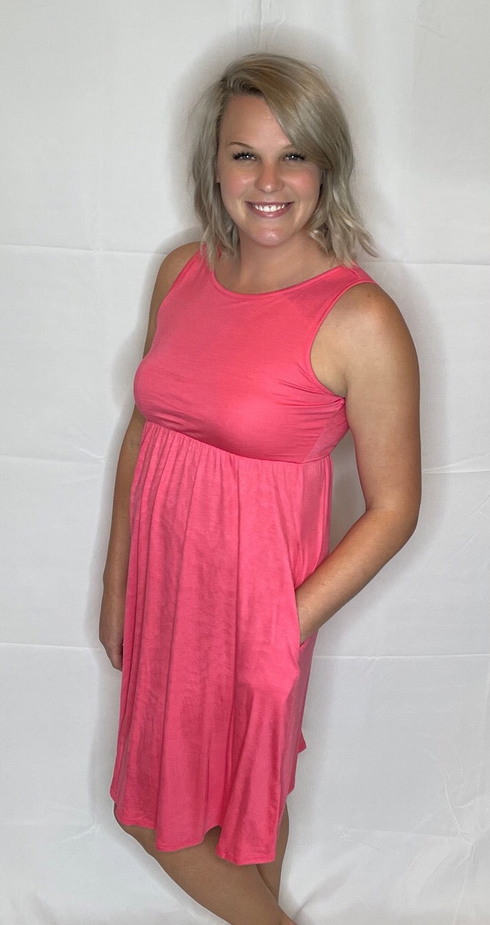 Coral Dress with Pockets